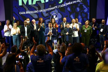 O Partido Republicano da Ordem Social (Pros) realiza convenção naciona para oficializar o nome de Pablo Marçal como candidato do partido a presidente da República nas Eleições 2022.