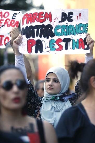 São Paulo SP 04/11/2023 Ato Mundial em Solidariedade ao Povo Palestino, na avenida Pauista .   Foto Paulo Pinto/Agencia Brasil