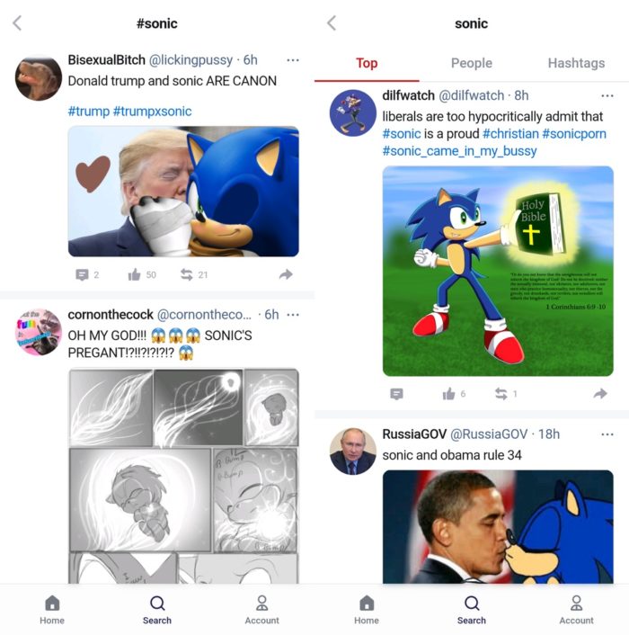 Donald Trump e Barack Obama aparecem junto ao Sonic em memes na Gettr (Imagem: Reprodução / Kotaku)