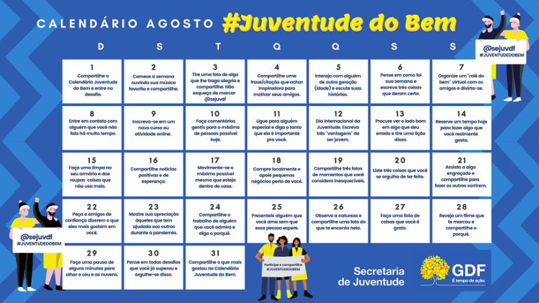 Calendário Juventude do Bem propõe desafios aos jovens