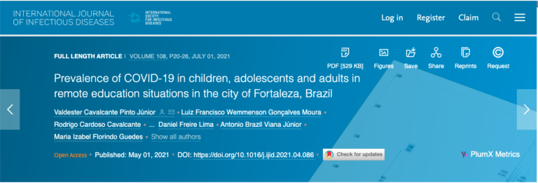Uece publica artigo em revista internacional sobre prevalência da Covid-19 em crianças
