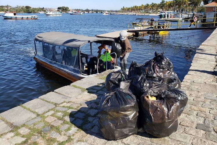 Portos do Paraná promove ação de limpeza de manguezal na Ilha do Teixeira