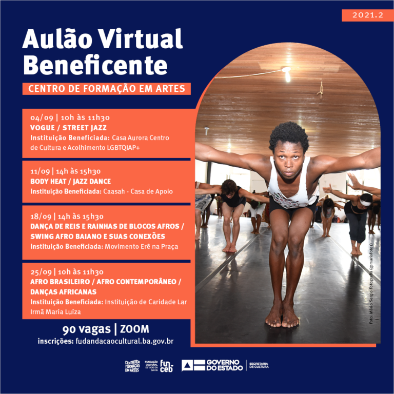 Escola de Dança da Funceb realiza aulões virtuais beneficentes durante o mês de setembro