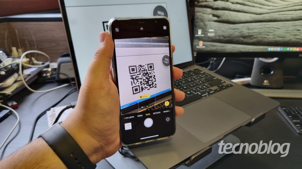 Leitor de QR Code do iOS 15 ficou diferente (Imagem: Lucas Braga / Tecnoblog)