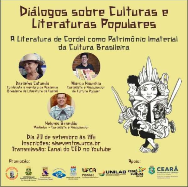 I Simpósio Internacional sobre Culturas e Literaturas Populares realiza primeira live nesta quinta (23)