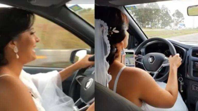 Após ter 20 corridas canceladas, noiva grávida dirige até o próprio casamento