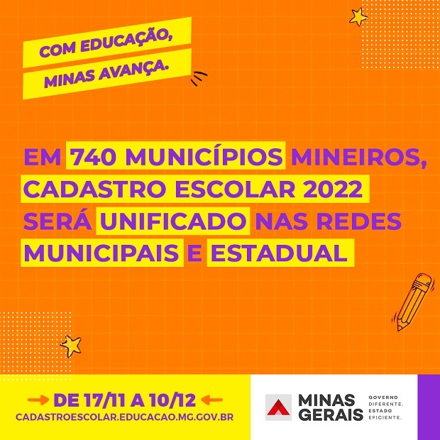 Em 740 municípios mineiros, cadastro escolar 2022 será unificado nas redes municipais e estadual