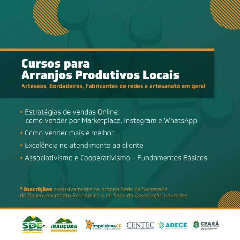 Inscrições abertas: Centec e Prefeitura de Irauçuba ofertam curso sobre negócios para artesãos