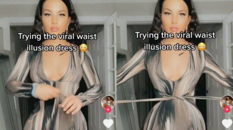 Vestido que cria ilusão de “cintura finíssima” viraliza; veja vídeo