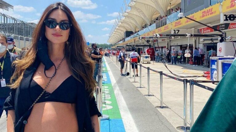 Thaila Ayala exibe barrigão de grávida ao curtir GP de São Paulo