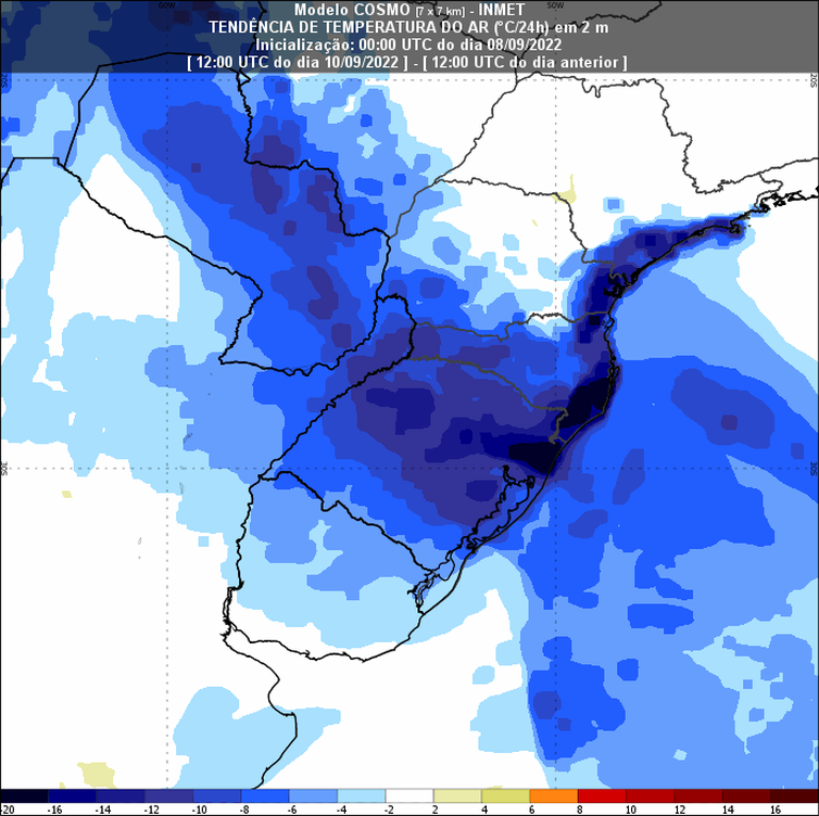 Grandes massas de ar frio e seco devem assolar Região Sul neste final de semana.