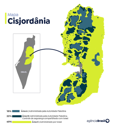 mapa Cisjordânia 