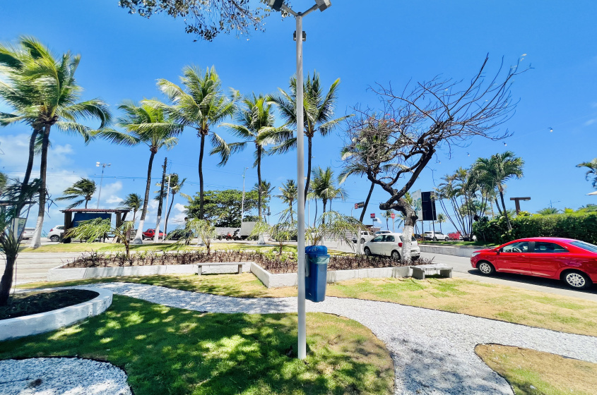 Paisagismo na Praça Hélio Vasconcelos, na Ponta Verde. Foto: Cristalya Tavares/Ascom Alurb