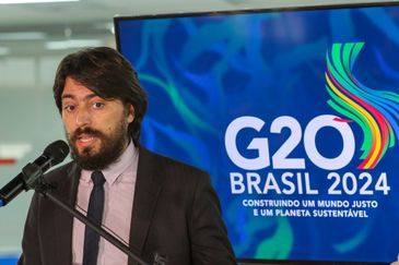 Brasília(DF), 25/01/2024 - Felipe Antunes, do Ministério da Fazenda, fala sobre resultados da reunião do GT de Arquitetura Financeira Internacional do G20. Foto:Wilson Dias/Agência Brasil