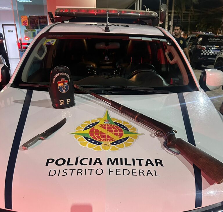 Homem é preso pela PMDF acusado de posse ilegal de arma de fogo e violência contra mulher