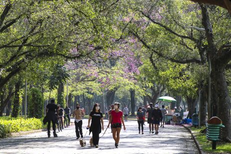 Lazer no Parque do Ibirapuera após a flexibilização do isolamento social durante a pandemia de covid-19.