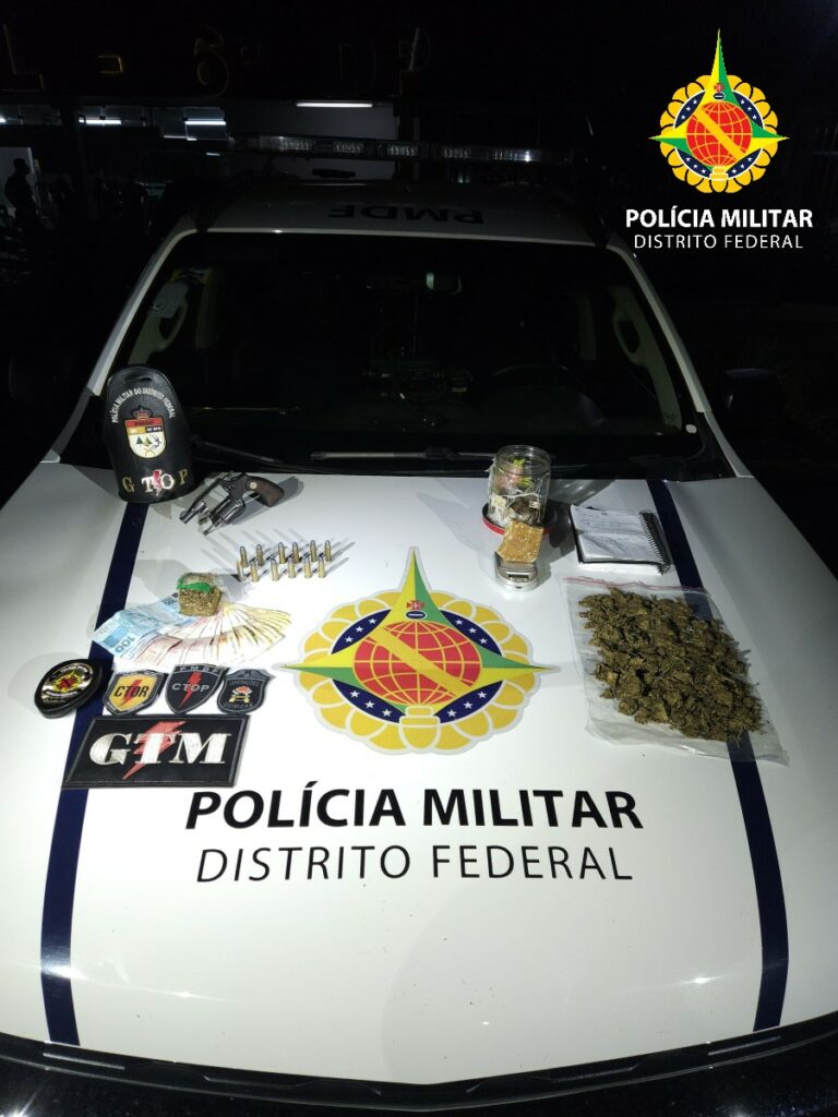 PMDF prende dois homens por posse irregular de arma de fogo e tráfico de substância entorpecente