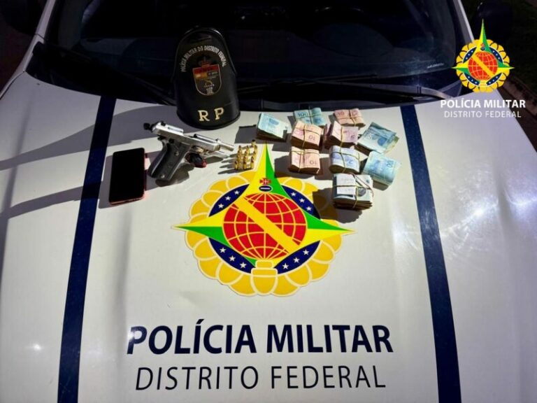 PMDF flagra disparos em via pública e prende dois homens com arma, drogas e dinheiro em Ceilândia