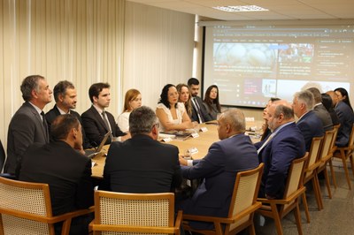 visita dos servidores TJAM mesa com os participantes da reunião