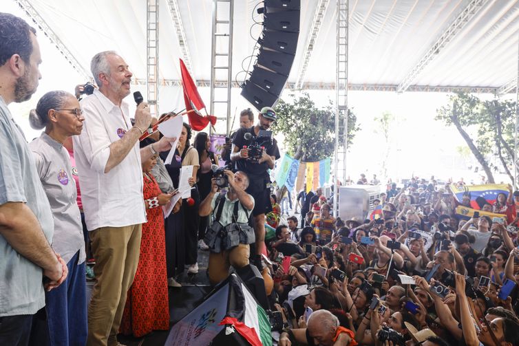 Tânia Rêgo/Agência Brasil Belém (PA), 16/11/2025 - O presidente da COP30, embaixador André Corrêa do Lago disrcusa durante encerramento da cúpula dos povos
Foto: Tânia Rêgo/Agência Brasil