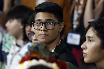 Bruno Peres/Agência Brasil Belém (PA), 17/11/2025 - André da Luz participa do Dia da Juventude na COP30: Jovem Campeã do Clima recebe 30 crianças em diálogo sobre ação climática. Foto: Bruno Peres/Agência Brasil