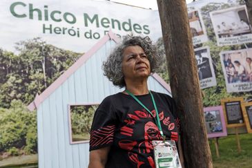 Bruno Peres/Agência Brasil Belém (PA), 18/11/2025 - Angela Mendes, filha do jornalista e ativistada Chico Mendes, em entrevista para a Agância Brasil na COP30. Foto: Bruno Peres/Agência Brasil