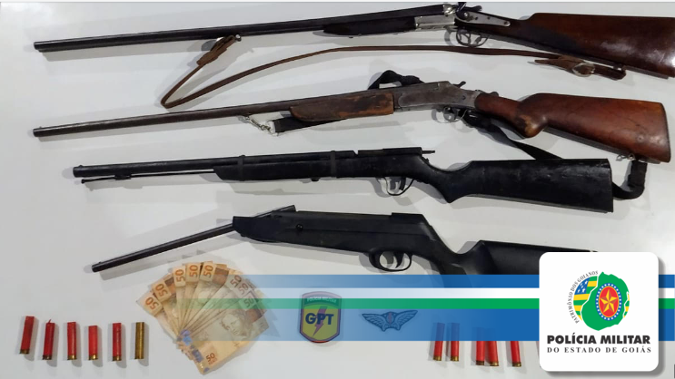 PM apreende armas de fogo na cidade de Goianésia.