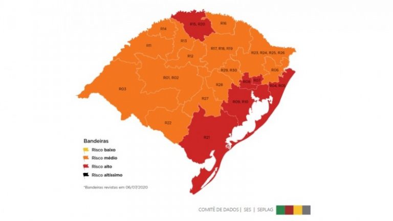 Mapa da nona semana do Distanciamento Controlado fica com seis regiões em vermelho