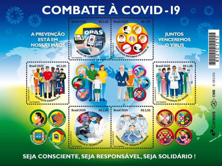 Correios lançam selos em homenagem a ações de combate à pandemia