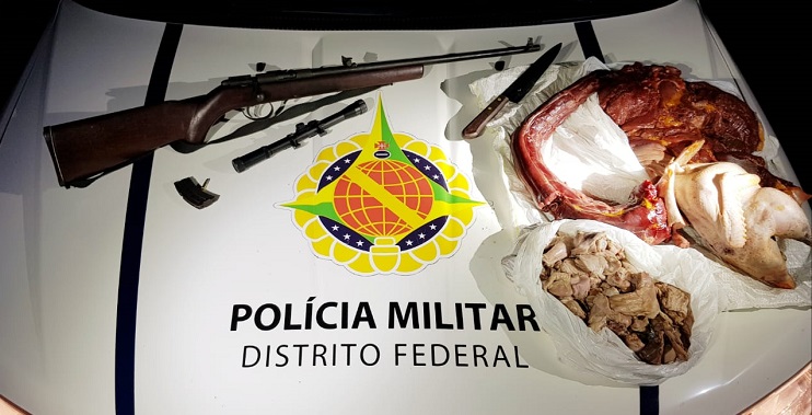 Homem é detido com rifle e carne de caça em Brazlândia