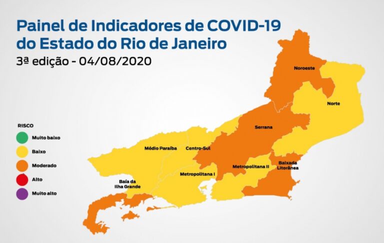 Mapa de risco para Covid passa a classificar cinco regiões do Estado como bandeira amarela