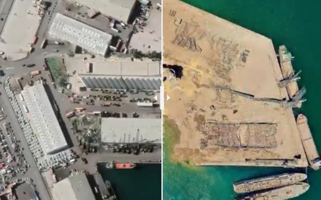 Veja o antes e o depois do porto de Beirute, local da explosão no Líbano