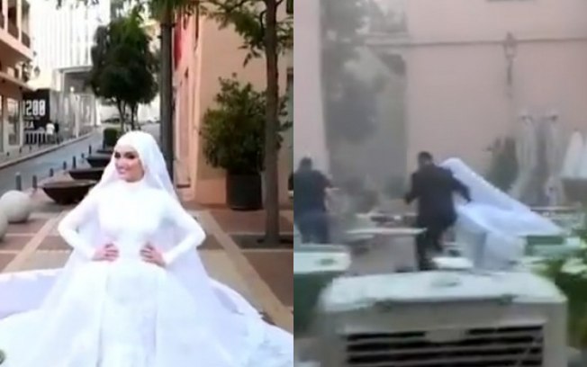 Ensaio de noiva acontece em meio à explosão no Líbano; veja vídeo
