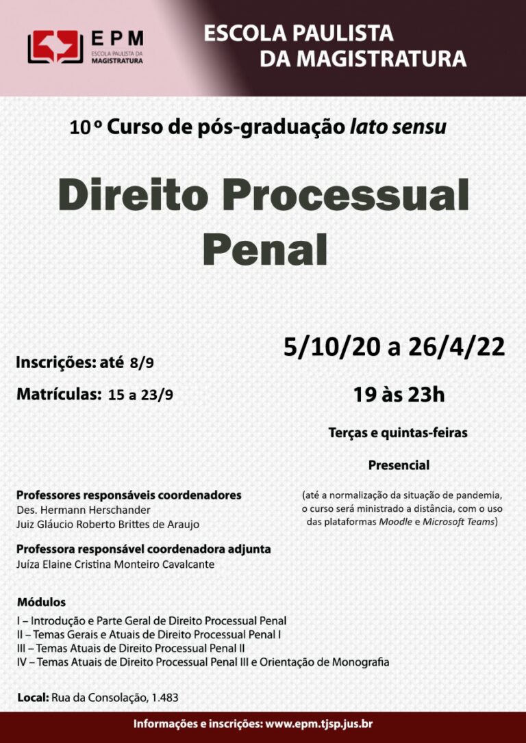 10º Curso de Pós Graduação Lato Sensu em Direito Processual Penal