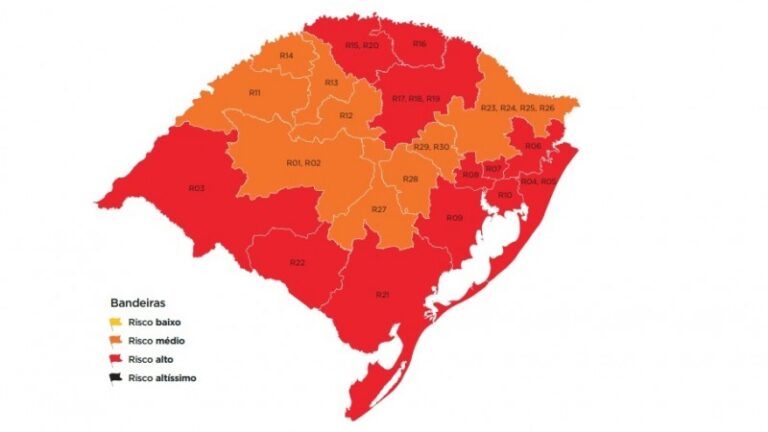 Mapa preliminar da 14ª rodada do Distanciamento Controlado tem 12 regiões em vermelho