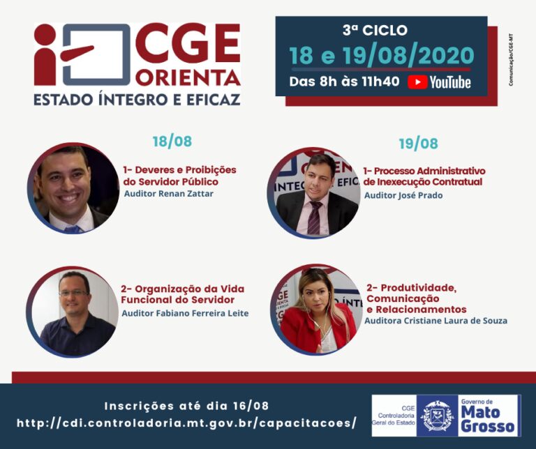 CGE abre inscrições para edição virtual de orientações com temas de interesse de todo servidor