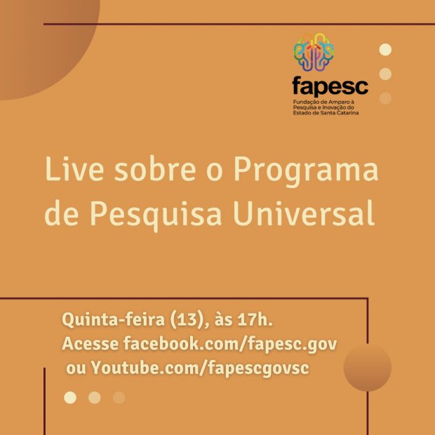 Fapesc faz live para tirar dúvidas sobre investimento de R$ 4 milhões em pesquisa