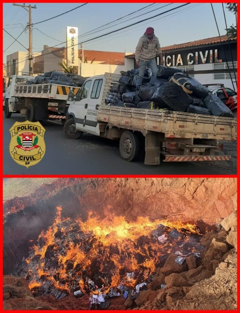 Polícia Civil de Itapetininga incinera mais de 28 mil produtos falsificados