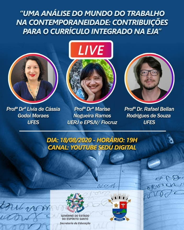 Educação de Jovens e Adultos é tema de live na próxima terça-feira (18)