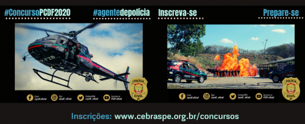 Abertas inscrições para concurso ao cargo de agente de polícia PCDF/2020