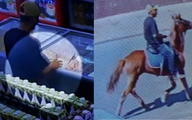 Homem rouba queijos de padaria e foge utilizando cavalo