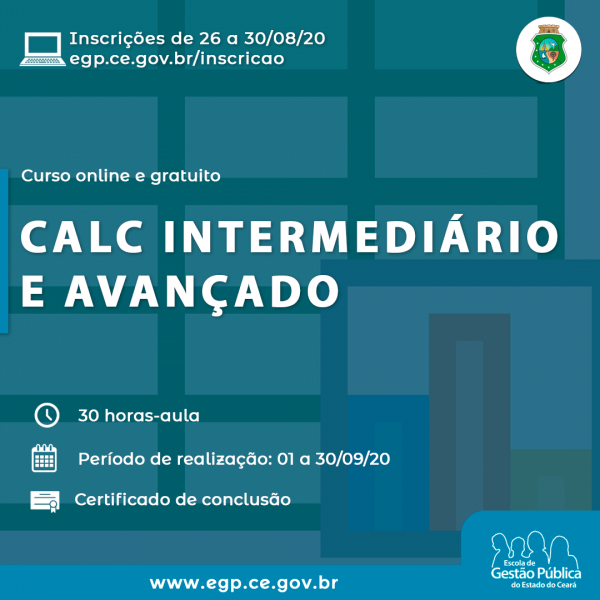 Escola de Gestão Pública abre inscrições para curso sobre Calc Intermediário e Avançado