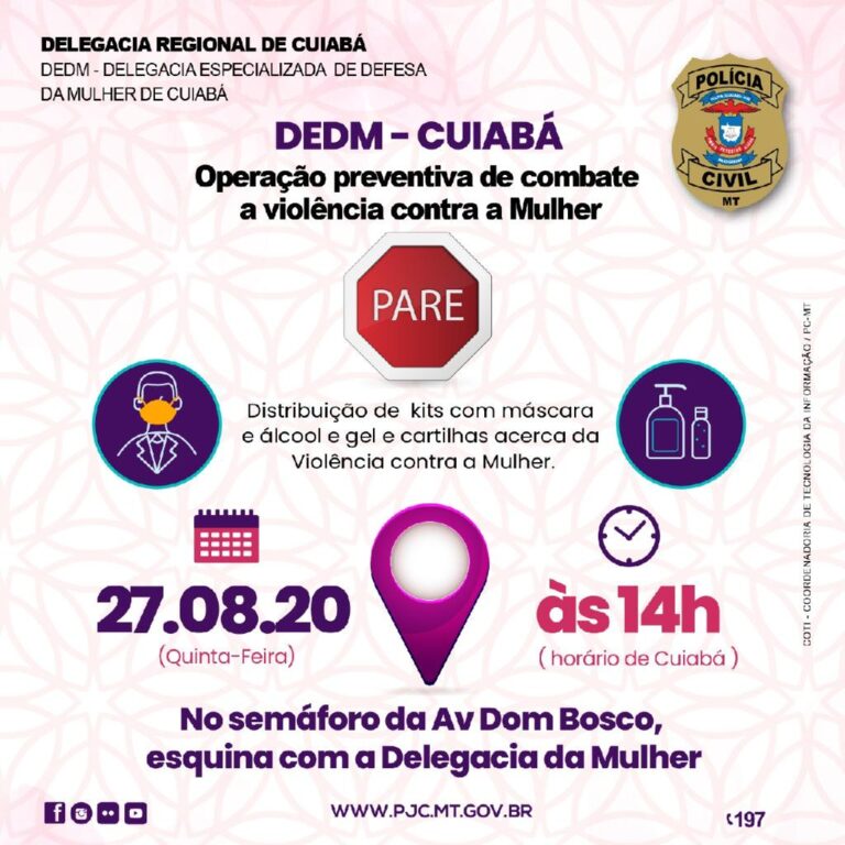 Ação preventiva em Cuiabá vai distribuir kits de proteção e material informativo