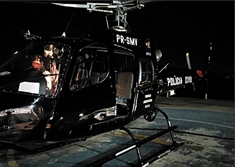 Helicóptero da Polícia Civil transporta pulmão e fígado para transplante