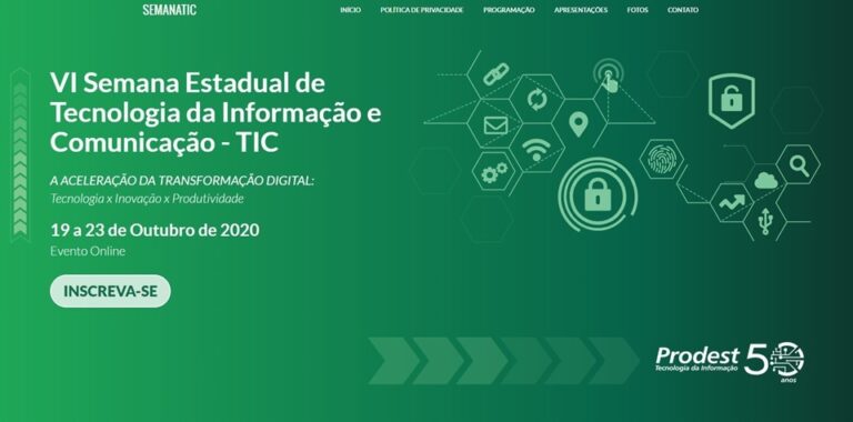 Inscrições abertas para VI Semana Estadual de Tecnologia da Informação e Comunicação