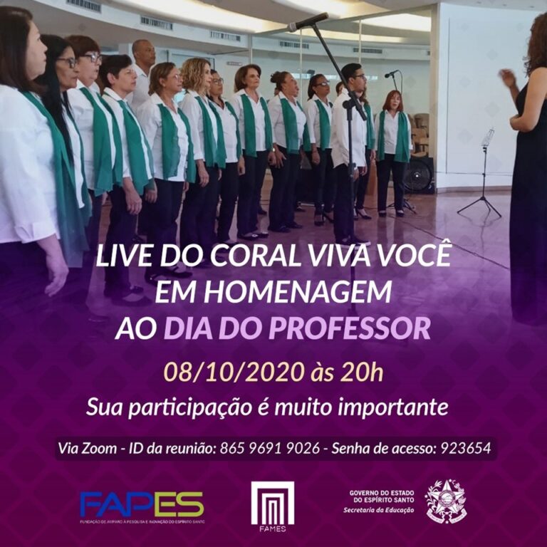 Coral 'Viva Você' promove live em homenagem ao Dia do professor