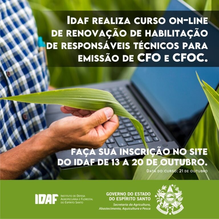 Idaf promove curso on-line para renovação de habilitação do CFO e CFOC