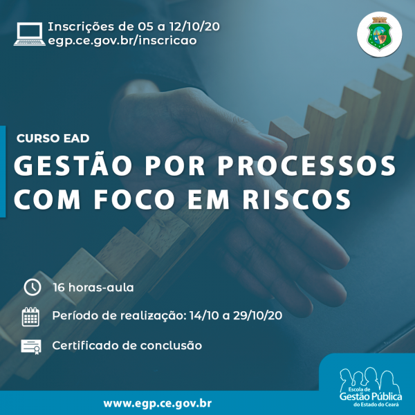 Inscrições para o curso Gestão por Processos com Foco em Riscos encerram na próxima segunda-feira (12)