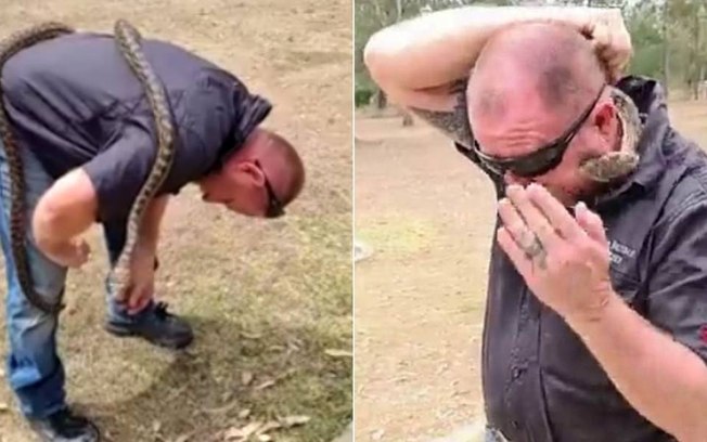 Homem recebe picada de cobra no rosto durante live do Facebook; assista