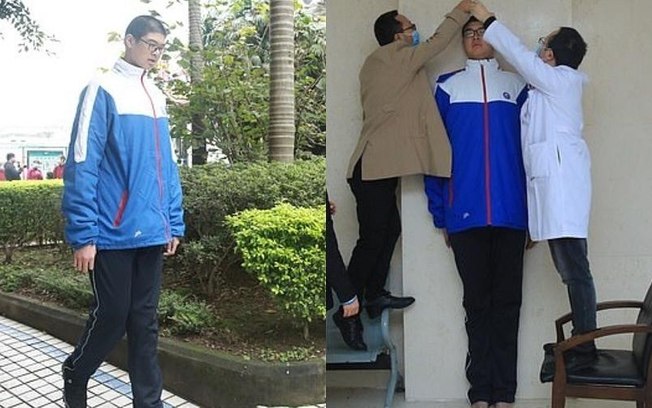 Adolescente chinês de 2,21 metros tenta ser reconhecido pelo Guinness